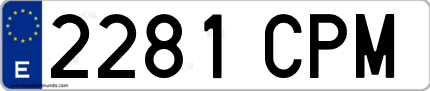Ejemplo de matrícula de coche ordinaria 2281 CPM