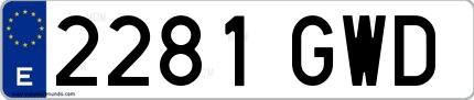 Ejemplo de matrícula española 2281 GWD