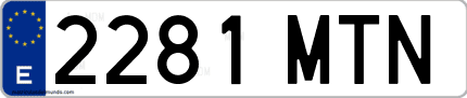 Ejemplo de matrícula de coche ordinaria 2281 MTN