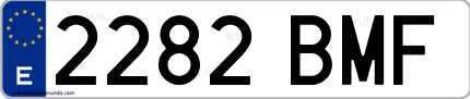 Ejemplo de matrícula de coche ordinaria 2282 BMF