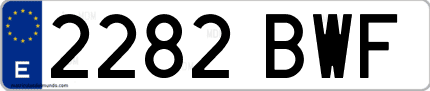 Ejemplo de matrícula de coche ordinaria 2282 BWF