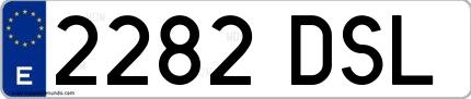 Ejemplo de matrícula española 2282 DSL