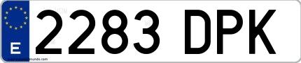 Ejemplo de matrícula española 2283 DPK