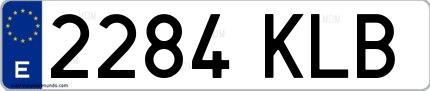 Ejemplo de matrícula española 2284 KLB