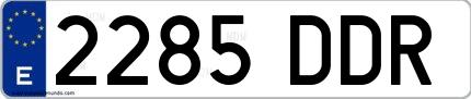 Ejemplo de matrícula española 2285 DDR