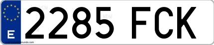 Ejemplo de matrícula española 2285 FCK