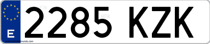 Ejemplo de matrícula de coche ordinaria 2285 KZK