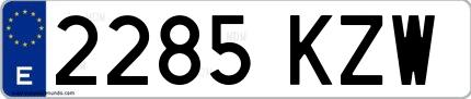 Ejemplo de matrícula española 2285 KZW