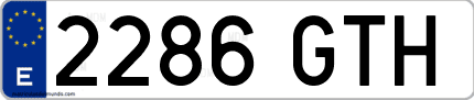 Ejemplo de matrícula de coche ordinaria 2286 GTH