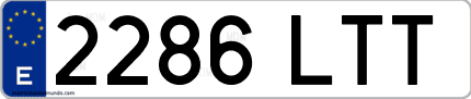 Ejemplo de matrícula de coche ordinaria 2286 LTT