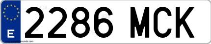 Ejemplo de matrícula española 2286 MCK