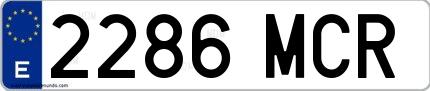 Ejemplo de matrícula española 2286 MCR