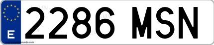 Ejemplo de matrícula española 2286 MSN