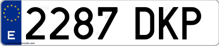 Ejemplo de matrícula de coche ordinaria 2287 DKP