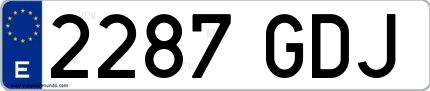 Ejemplo de matrícula española 2287 GDJ