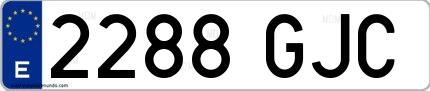 Ejemplo de matrícula española 2288 GJC