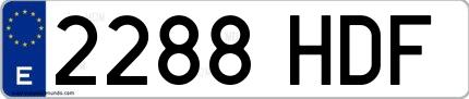 Ejemplo de matrícula española 2288 HDF