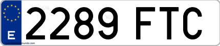 Ejemplo de matrícula de coche ordinaria 2289 FTC