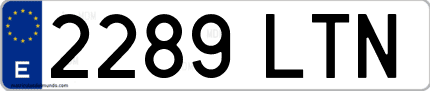 Ejemplo de matrícula de coche ordinaria 2289 LTN