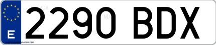 Ejemplo de matrícula española 2290 BDX