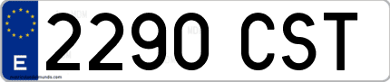 Ejemplo de matrícula de coche ordinaria 2290 CST
