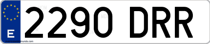 Ejemplo de matrícula de coche ordinaria 2290 DRR