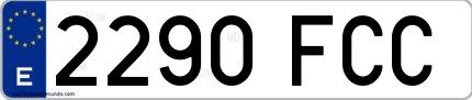 Ejemplo de matrícula española 2290 FCC