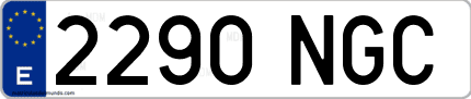 Ejemplo de matrícula de coche ordinaria 2290 NGC