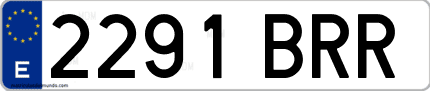 Ejemplo de matrícula de coche ordinaria 2291 BRR