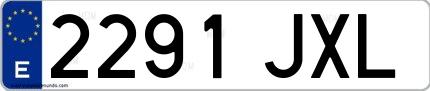 Ejemplo de matrícula española 2291 JXL