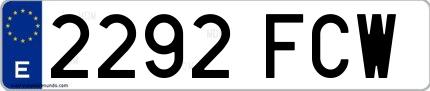Ejemplo de matrícula española 2292 FCW
