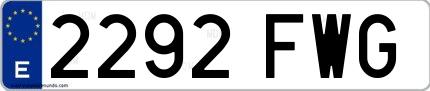 Ejemplo de matrícula española 2292 FWG
