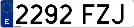 Ejemplo de matrícula española 2292 FZJ