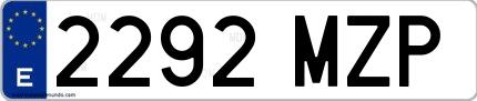 Ejemplo de matrícula española 2292 MZP