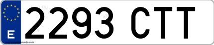 Ejemplo de matrícula española 2293 CTT