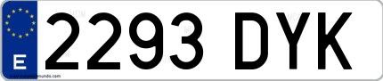 Ejemplo de matrícula española 2293 DYK