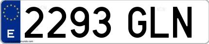Ejemplo de matrícula española 2293 GLN