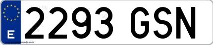 Ejemplo de matrícula española 2293 GSN