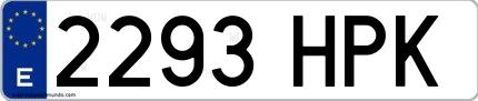 Ejemplo de matrícula española 2293 HPK