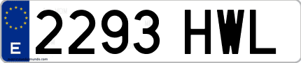 Ejemplo de matrícula de coche ordinaria 2293 HWL