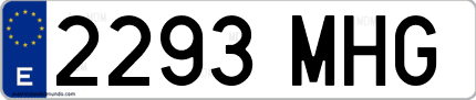 Ejemplo de matrícula de coche ordinaria 2293 MHG