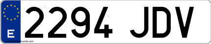 Ejemplo de matrícula de coche ordinaria 2294 JDV