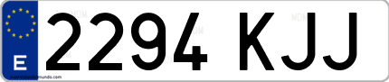 Ejemplo de matrícula de coche ordinaria 2294 KJJ