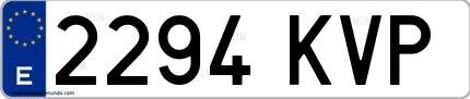 Ejemplo de matrícula española 2294 KVP