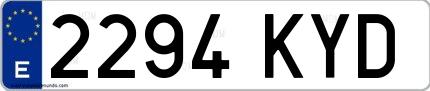 Ejemplo de matrícula española 2294 KYD