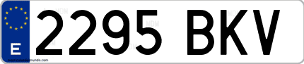 Ejemplo de matrícula de coche ordinaria 2295 BKV