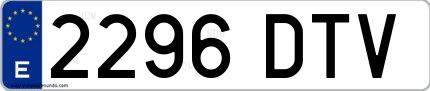 Ejemplo de matrícula española 2296 DTV