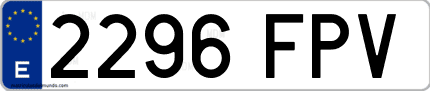 Ejemplo de matrícula de coche ordinaria 2296 FPV