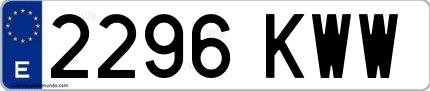 Ejemplo de matrícula española 2296 KWW