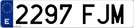 Ejemplo de matrícula española 2297 FJM